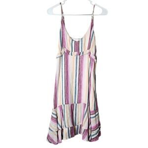 Rails Martina Avila Mini Dress Size Medium Striped Linen Blend Spaghetti Strap